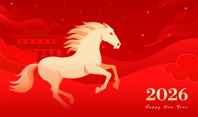 Chinese style festival celebrating the Year of the Horse Spring Festival banner