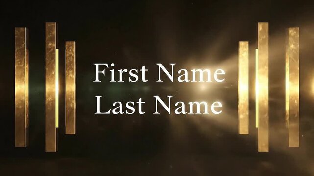 Elegant motion graphic video with customizable text fields and golden accents for professional presentations and intros with smooth transitions