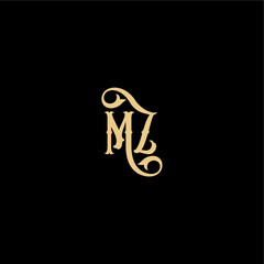 monogram modern logo initial royal concept MZ Barock style design letter