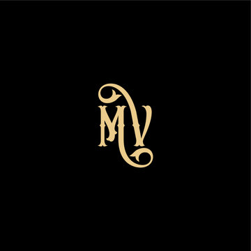 monogram modern logo initial royal concept MV Barock style design letter