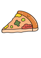 Cute cartoon pizza slice illustration 