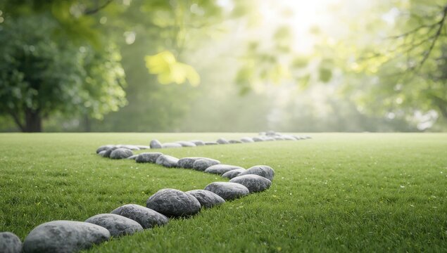 Stone rocks on pathway serving as a durable outdoor walkway, emphasizing natural landscape design