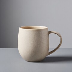 Beige Textured Ceramic Mug On Gray Background