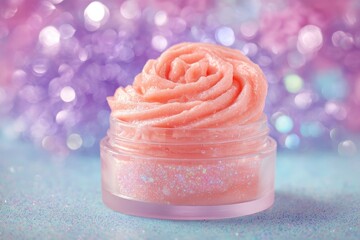 Pink Rose Swirl Lip Gloss In Transparent Container