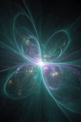 Abstract Glowing Teal And Purple Fractal Design