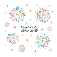 Fireworks Display Celebrating the New Year 2026 with Festive Decorations.