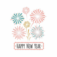 Colorful fireworks display celebrating the arrival of the New Year with joy.