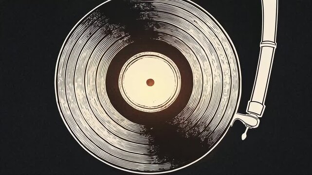 A stylized illustration of a vinyl record with grooves and a droplet, showcasing the essence of music and nostalgia.