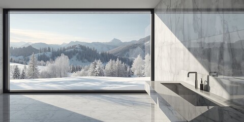 European male journalist working on a laptop in a dark business center building, emphasizing professional focus and urban environment