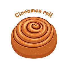 Сinnamon roll. Bakery. Color vector illustration in cartoon style. Isolatedon white background.