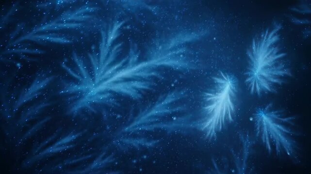 A mesmerizing blue abstract background resembling frost patterns with digital effects.