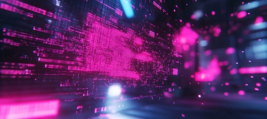 Abstract Digital Network Connection Node Technology Fusion and Dynamic Visual Cyber Wave Motion Art