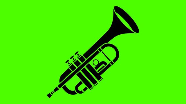 trumpet illustration music silhouette video logo green icon screen outline musical jazz instrument orchestra brass musician sound band gold shape pop vector graphic background