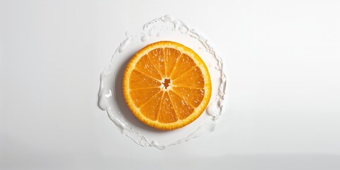 A fresh orange slice on a bright illuminated background, ideal for food photography or citrus branding