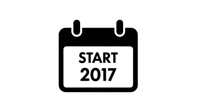 Black calendar icon with START 2017 text