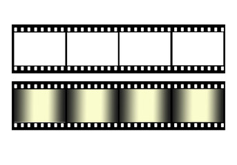 Blank film strips isolated on white background for photo and video editing