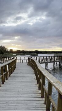 
Vertical video about Las Tablas de Daimiel National Park in Spain. Video about a walkway over a lagoon.
