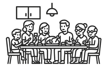 Multi-generational family gathering sharing a festive holiday meal around the dining table