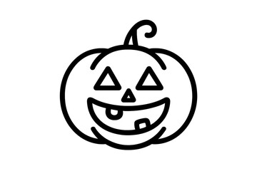 Spooky smiling Jack-o'-lantern pumpkin face in outline style for seasonal autumn holiday celebration
