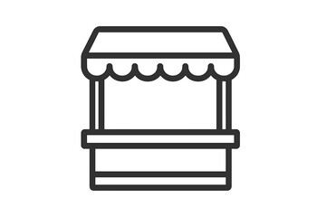 Small market stall or vendor kiosk with scalloped awning for retail and commerce