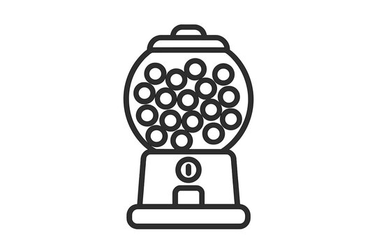 Traditional coin operated candy dispenser machine filled with colorful gumballs