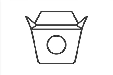 Minimalist outline icon of a paper container for Asian fast food takeout