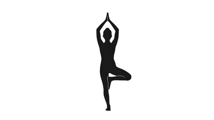 Fototapeta premium Silhouette of person in Tree Pose yoga on white background