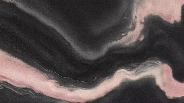 An abstract swirl of black and pink colors with a smooth texture, conveying a sense of fluidity and depth.