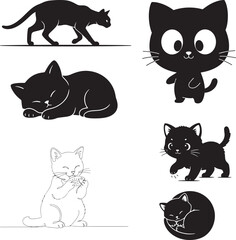 Cat vector silhouette illustration on white background