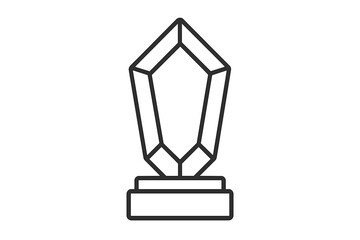 Geometric crystal award trophy standing on a rectangular base symbolizing victory and excellence