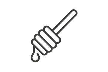Minimalist line art graphic showing a honey dipper dripping sweet golden liquid