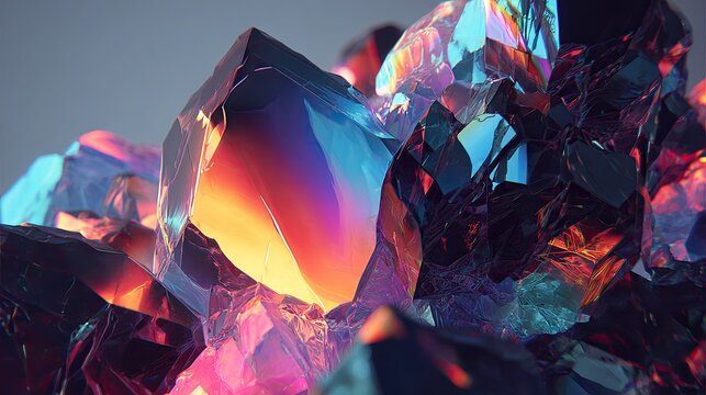 Abstract Colorful Crystal Cluster - Powered by Adobe
