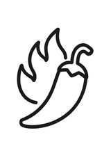 Hot chili pepper with flames representing extreme spiciness and flavor