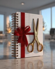Stylish Gift Wrapped Notebook With Scissors