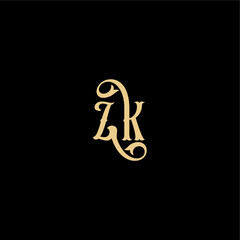 ZK letter initial royal concept Barock style design monogram modern logo