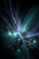 Abstract Cosmic Explosion In Teal And Purple Colors