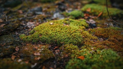 Mossy ground texture in a swampy biome, suitable for background design