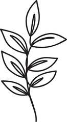 Simple leaf branch line art design illustration on white background plant nature