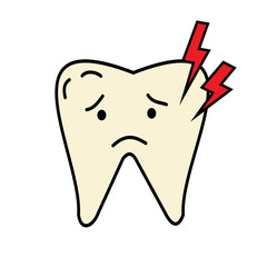 teeth painful sad face dental issue dentistry tooth pain medical line icon minimalist.eps