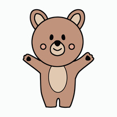 Cute waving bear cartoon with a happy expression vector illustration