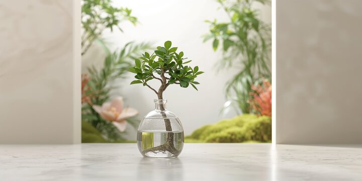 Minimalist living room with natural light and sleek furniture, serving as a background for UI layout design - Powered by Adobe