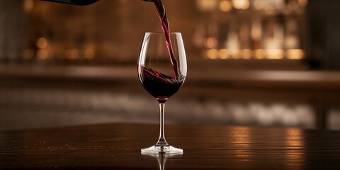 Naklejka premium Pouring wine into a glass for social drinking, emphasizing leisure and ambiance, World Alcohol Awareness Day