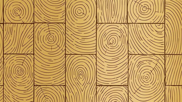 A close-up view of a textured wooden surface with circular patterns and lines resembling tree rings.