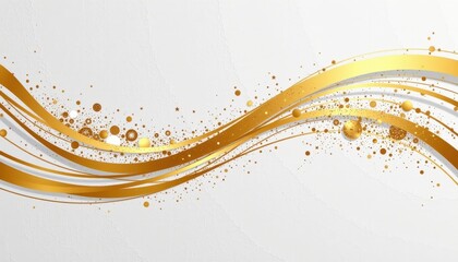 Elegant Gold and Silver Waves with Dots on White Background for Creative Design Projects and Templates