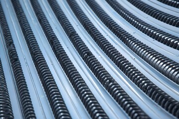 Close-up of Conveyor Belt System - Industrial Manufacturing Process