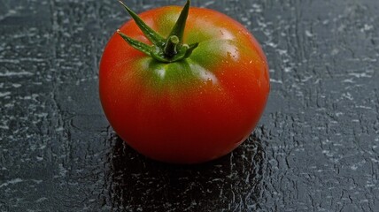 Fresh Tomato on Black Background, Healthy Vegetable Organic Food for Diet Nutrition Menu Cooking Design Element