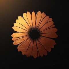 Gold Daisy Silhouette On Dark Background