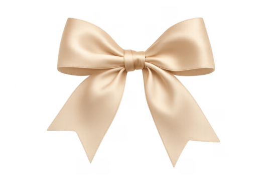 Beige satin ribbon bow for gift packaging
