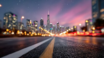 A breathtaking city skyline illuminated by twinkling city lights set against a starry night sky, showcasing architectural beauty and the vibrant energy of urban life at night.