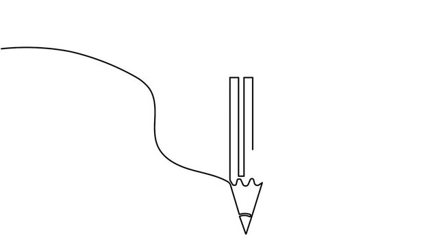 Pencil icon one line art animation seamless loop